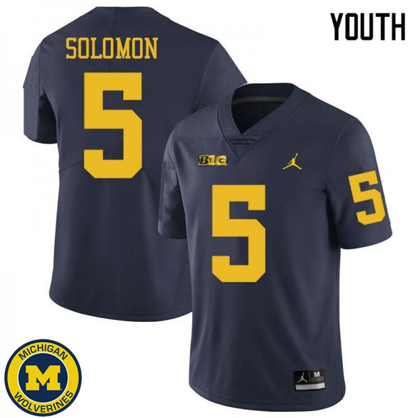 Youth University of Michigan #5 Aubrey Solomon Navy Jordan Brand Football Jersey